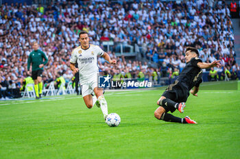 2023-09-20 - Lucas Vazquez (Real Madrid) in action against Diogo Leite (Union Berlin) during the football match between Real Madrid and Union Berlin valid for the matchday 01 of the Uefa Champions League played at Santiago Bernabeu stadium on September 20, 2023 in Madrid, Spain - REAL MADRID VS UNION BERLIN - UEFA CHAMPIONS LEAGUE - SOCCER