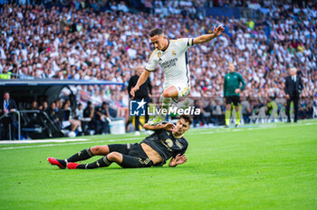 2023-09-20 - Lucas Vazquez (Real Madrid) in action against Diogo Leite (Union Berlin) during the football match between Real Madrid and Union Berlin valid for the matchday 01 of the Uefa Champions League played at Santiago Bernabeu stadium on September 20, 2023 in Madrid, Spain - REAL MADRID VS UNION BERLIN - UEFA CHAMPIONS LEAGUE - SOCCER