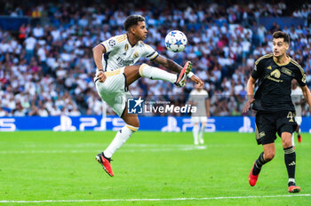 2023-09-20 - Rodrygo Silva de Goes (Real Madrid) in action during the football match between Real Madrid and Union Berlin valid for the matchday 01 of the Uefa Champions League played at Santiago Bernabeu stadium on September 20, 2023 in Madrid, Spain - REAL MADRID VS UNION BERLIN - UEFA CHAMPIONS LEAGUE - SOCCER