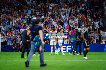 2023-09-20 - Jude Bellingham (Real Madrid) celebrate the victory at the end of the football match between Real Madrid and Union Berlin valid for the matchday 01 of the Uefa Champions League played at Santiago Bernabeu stadium on September 20, 2023 in Madrid, Spain - REAL MADRID VS UNION BERLIN - UEFA CHAMPIONS LEAGUE - SOCCER