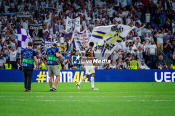2023-09-20 - Jude Bellingham (Real Madrid) celebrate the victory at the end of the football match between Real Madrid and Union Berlin valid for the matchday 01 of the Uefa Champions League played at Santiago Bernabeu stadium on September 20, 2023 in Madrid, Spain - REAL MADRID VS UNION BERLIN - UEFA CHAMPIONS LEAGUE - SOCCER