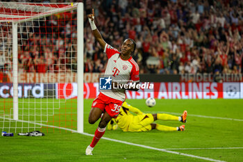 2023-09-20 - Goal 4-2 Mathys Tel (39) of Bayern Munich scores a goal and celebrates during the Champions League match between Bayern Munich and Manchester United at Allianz Arena, Munich, Germany on 20 September 2023. Photo Nigel Keene/ProSportsImages / DPPI - FOOTBALL - CHAMPIONS LEAGUE - BAYERN MUNICH V MANCHESTER UNITED - UEFA CHAMPIONS LEAGUE - SOCCER