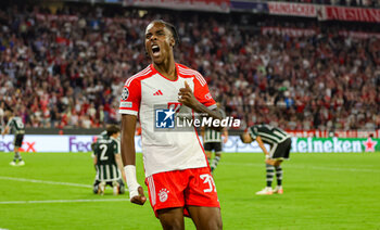 2023-09-20 - Goal 4-2 Mathys Tel (39) of Bayern Munich scores a goal and celebrates during the Champions League match between Bayern Munich and Manchester United at Allianz Arena, Munich, Germany on 20 September 2023. Photo Nigel Keene/ProSportsImages / DPPI - FOOTBALL - CHAMPIONS LEAGUE - BAYERN MUNICH V MANCHESTER UNITED - UEFA CHAMPIONS LEAGUE - SOCCER