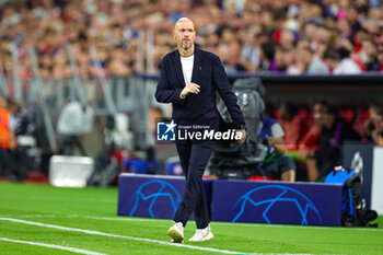 2023-09-20 - Erik ten Hag Manager of Manchester United during the Champions League match between Bayern Munich and Manchester United at Allianz Arena, Munich, Germany on 20 September 2023. Photo Nigel Keene/ProSportsImages / DPPI - FOOTBALL - CHAMPIONS LEAGUE - BAYERN MUNICH V MANCHESTER UNITED - UEFA CHAMPIONS LEAGUE - SOCCER