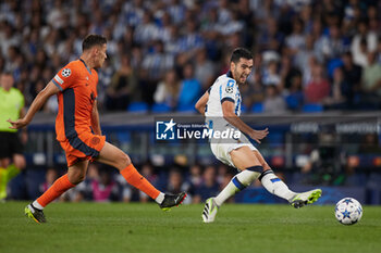 2023-09-20 - Mikel Merino of Real Sociedad during the UEFA Champions League match between Real Sociedad and FC Internazionale at Reale Arena on September 20, 2023, in San Sebastian, Spain. Photo Ricardo Larreina / SpainDPPi / DPPI - FOOTBALL - CHAMPIONS LEAGUE - REAL SOCIEDAD V FC INTERNAZIONLE - UEFA CHAMPIONS LEAGUE - SOCCER