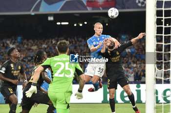 2023-10-03 - Leo Ostigard of SSC Napoli scores goal 1-0 during the Serie A match between during the Uefa Champions League between SSC Napoli vs Real Madrid FC at Diego Armando Maradona Stadium - SSC NAPOLI VS REAL MADRID FC - UEFA CHAMPIONS LEAGUE - SOCCER