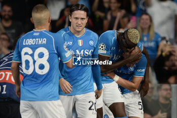 2023-10-03 - Leo Ostigard of SSC Napoli celebrates after scoring goal during the Uefa Champions League between SSC Napoli vs Real Madrid FC at Diego Armando Maradona Stadium - SSC NAPOLI VS REAL MADRID FC - UEFA CHAMPIONS LEAGUE - SOCCER