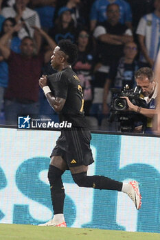 2023-10-03 - Vinicius Junior of Real Madrid FC celebrates after scoring goal during the Uefa Champions League between SSC Napoli vs Real Madrid FC at Diego Armando Maradona Stadium - SSC NAPOLI VS REAL MADRID FC - UEFA CHAMPIONS LEAGUE - SOCCER