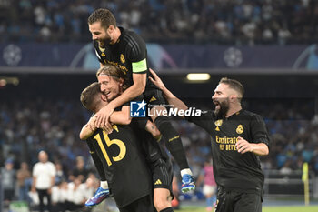 2023-10-03 - \Federico Valverde of Real Madrid FC celebrates after scoring goal during the Uefa Champions League between SSC Napoli vs Real Madrid FC at Diego Armando Maradona Stadium - SSC NAPOLI VS REAL MADRID FC - UEFA CHAMPIONS LEAGUE - SOCCER