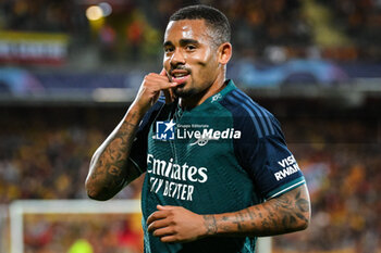 2023-10-03 - Gabriel JESUS of Arsenal celebrates his goal during the UEFA Champions League, Group B football match between RC Lens and Arsenal FC on October 3, 2023 at Bollaert-Delelis stadium in Lens, France - FOOTBALL - CHAMPIONS LEAGUE - LENS V ARSENAL - UEFA CHAMPIONS LEAGUE - SOCCER