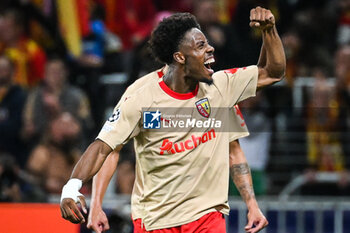 2023-10-03 - Elye WAHI of Lens celebrates his goal during the UEFA Champions League, Group B football match between RC Lens and Arsenal FC on October 3, 2023 at Bollaert-Delelis stadium in Lens, France - FOOTBALL - CHAMPIONS LEAGUE - LENS V ARSENAL - UEFA CHAMPIONS LEAGUE - SOCCER