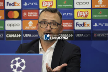 2023-10-03 - Coach of RC Lens Franck Haise during the post-match press conference following the UEFA Champions League, Group B football match between RC Lens and Arsenal FC on October 3, 2023 at Bollaert-Delelis stadium in Lens, France - FOOTBALL - CHAMPIONS LEAGUE - LENS V ARSENAL - UEFA CHAMPIONS LEAGUE - SOCCER