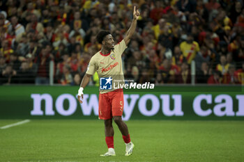 2023-10-03 - Sepe Elye Wahi of Lens celebrates his goal during the UEFA Champions League, Group B football match between RC Lens and Arsenal FC on October 3, 2023 at Bollaert-Delelis stadium in Lens, France - FOOTBALL - CHAMPIONS LEAGUE - LENS V ARSENAL - UEFA CHAMPIONS LEAGUE - SOCCER