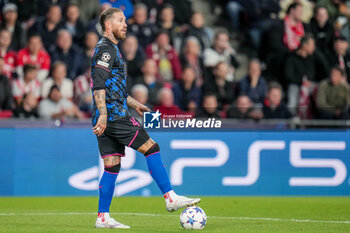 2023-10-03 - Sergio Ramos of Sevilla FC during the UEFA Champions League, Group B football match between PSV Eindhoven and Sevilla FC on October 3, 2023 at the Phillips Stadion in Eindhoven, Netherlands - FOOTBALL - CHAMPIONS LEAGUE - PSV EINDHOVEN V SEVILLA - UEFA CHAMPIONS LEAGUE - SOCCER