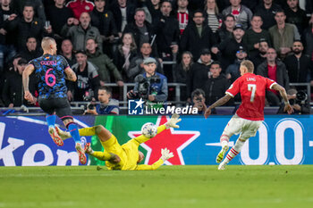 2023-10-03 - Noa Lang of PSV during the UEFA Champions League, Group B football match between PSV Eindhoven and Sevilla FC on October 3, 2023 at the Phillips Stadion in Eindhoven, Netherlands - FOOTBALL - CHAMPIONS LEAGUE - PSV EINDHOVEN V SEVILLA - UEFA CHAMPIONS LEAGUE - SOCCER