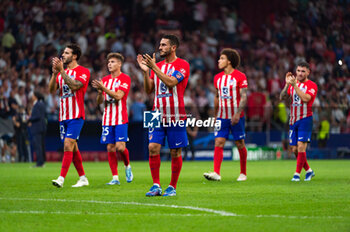 2023-10-04 - Jorge Resurreccion Merodio (Koke), Mario Hermoso, Pablo Riquelme, Axel Witsel and Angel Correa of Atletico Madrid greets the fans at the end of the football match of Uefa Champions League between Atletico Madrid vs Feyenoord played at Civitas Metropolitano stadium on October 04, 2023 in Madrid, Spain - ATLETICO MADRID VS FEYENOORD - UEFA CHAMPIONS LEAGUE - SOCCER
