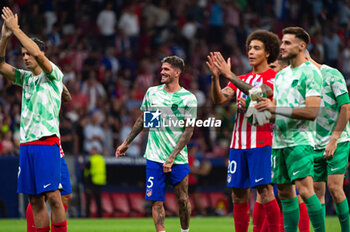 2023-10-04 - Rodrigo De Paul (Atletico Madrid) greets the fans at the end of the football match of Uefa Champions League between Atletico Madrid vs Feyenoord played at Civitas Metropolitano stadium on October 04, 2023 in Madrid, Spain - ATLETICO MADRID VS FEYENOORD - UEFA CHAMPIONS LEAGUE - SOCCER