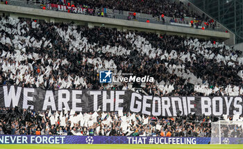 2023-10-04 - We are the Geordie Boys banner during the UEFA Champions League, Group F football match between Newcastle United and Paris Saint-Germain on October 4, 2023 at St James' Park in Newcastle, England - FOOTBALL - CHAMPIONS LEAGUE - NEWCASTLE V PARIS SG - UEFA CHAMPIONS LEAGUE - SOCCER