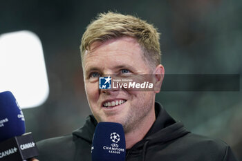 2023-10-04 - Newcastle United Manager Eddie Howe media interview during the UEFA Champions League, Group F football match between Newcastle United and Paris Saint-Germain on October 4, 2023 at St James' Park in Newcastle, England - FOOTBALL - CHAMPIONS LEAGUE - NEWCASTLE V PARIS SG - UEFA CHAMPIONS LEAGUE - SOCCER