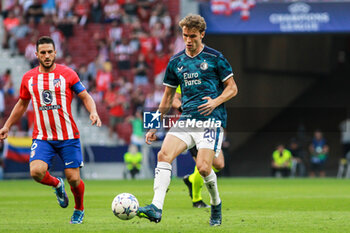 2023-10-04 - Mats Wieffer of Feyenoord during the UEFA Champions League, Group E football match between Atletico de Madrid and Feyenoord on October 4, 2023 at Civitas Metropolitano stadium in Madrid, Spain - FOOTBALL - CHAMPIONS LEAGUE - ATLETICO V FEYENOORD - UEFA CHAMPIONS LEAGUE - SOCCER