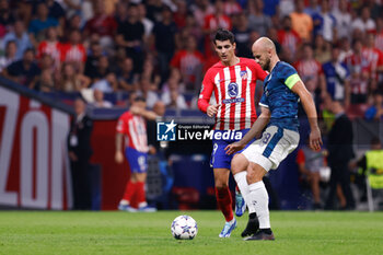 2023-10-04 - Gernot Trauner of Feyenoord and Alvaro Morata of Atletico de Madrid during the UEFA Champions League, Group E football match between Atletico de Madrid and Feyenoord on October 4, 2023 at Civitas Metropolitano stadium in Madrid, Spain - FOOTBALL - CHAMPIONS LEAGUE - ATLETICO V FEYENOORD - UEFA CHAMPIONS LEAGUE - SOCCER