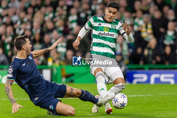 04/10/2023 - Luis Palma of Celtic FC gets tackled by Alessio Romagnoli of SS Lazio during the UEFA Champions League, Group E football match between Celtic and SS Lazio on 4 October 2023 at Celtic Park in Glasgow, Scotland - FOOTBALL - CHAMPIONS LEAGUE - CELTIC V LAZIO - UEFA CHAMPIONS LEAGUE - CALCIO