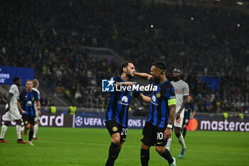 2023-10-24 - Hakan Calhanoglu of Fc Inter celebrating after a goal during the UEFA Champions League match between Inter FC Internazionale and FC Salzburg , on October 24, 2023, at Giuseppe Meazza San Siro Siro stadium in Milan, Italy. Photo Tiziano Ballabio - INTER - FC INTERNAZIONALE VS FC SALZBURG - UEFA CHAMPIONS LEAGUE - SOCCER