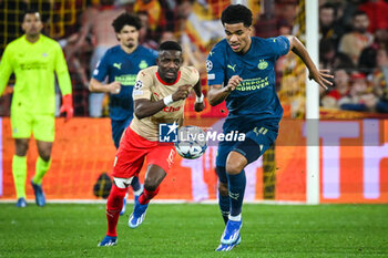 2023-10-24 - Salis Abdul SAMED of Lens and Malik TILLMAN of PSV Eindhoven during the UEFA Champions League, Group B football match between RC Lens and PSV Eindhoven on October 24, 2023 at Bollaert-Delelis stadium in Lens, France - FOOTBALL - CHAMPIONS LEAGUE - LENS V PSV - UEFA CHAMPIONS LEAGUE - SOCCER