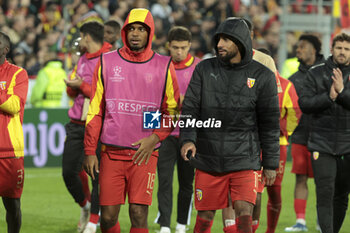 2023-10-24 - Andy Diouf, Angelo Fulgini of Lens salute the supporters following the UEFA Champions League, Group B football match between RC Lens (RCL) and PSV Eindhoven on October 24, 2023 at Stade Bollaert-Delelis in Lens, France - FOOTBALL - CHAMPIONS LEAGUE - LENS V PSV - UEFA CHAMPIONS LEAGUE - SOCCER