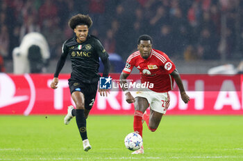 2023-10-24 - Jens Cajuste of Napoli and Sheraldo Becker of Union Berlin during the UEFA Champions League, Group C football match between Union Berlin and SSC Napoli on October 24, 2023 at Olympiastadion in Berlin, Germany - FOOTBALL - CHAMPIONS LEAGUE - UNION BERLIN V NAPOLI - UEFA CHAMPIONS LEAGUE - SOCCER
