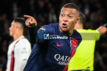 2023-10-25 - Kylian MBAPPE of PSG celebrates his goal during the UEFA Champions League, Group F football match between Paris Saint-Germain and AC Milan on October 25, 2023 at Parc des Princes stadium in Paris, France - FOOTBALL - CHAMPIONS LEAGUE - PARIS SG V MILAN - UEFA CHAMPIONS LEAGUE - SOCCER