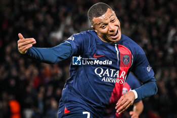 2023-10-25 - Kylian MBAPPE of PSG celebrates his goal during the UEFA Champions League, Group F football match between Paris Saint-Germain and AC Milan on October 25, 2023 at Parc des Princes stadium in Paris, France - FOOTBALL - CHAMPIONS LEAGUE - PARIS SG V MILAN - UEFA CHAMPIONS LEAGUE - SOCCER