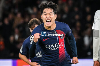 2023-10-25 - Lee KANG-IN of PSG celebrates his goal during the UEFA Champions League, Group F football match between Paris Saint-Germain and AC Milan on October 25, 2023 at Parc des Princes stadium in Paris, France - FOOTBALL - CHAMPIONS LEAGUE - PARIS SG V MILAN - UEFA CHAMPIONS LEAGUE - SOCCER