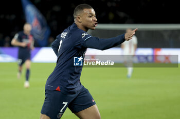 2023-10-25 - Kylian Mbappe of PSG celebrates his goal during the UEFA Champions League, Group F football match between Paris Saint-Germain and AC Milan on October 25, 2023 at Parc des Princes stadium in Paris, France - FOOTBALL - CHAMPIONS LEAGUE - PARIS SG V MILAN - UEFA CHAMPIONS LEAGUE - SOCCER