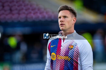 2023-10-25 - Marc-Andre ter Stegen of FC Barcelona warms up during the UEFA Champions League, Group H football match between FC Barcelona and Shakhtar Donetsk on October 25, 2023 at Estadio Olimpico de Montjuic in Barcelona, Spain - FOOTBALL - CHAMPIONS LEAGUE - FC BARCELONA V SHAKHTAR DONETSK - UEFA CHAMPIONS LEAGUE - SOCCER