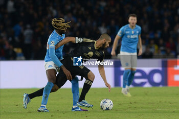 2023-11-08 - Zambo Anguissa of SSC Napoli competes for the ball with Aissa Laidouni of FC Union Berlino during the Uefa Champions League between SSC Napoli vs FC Union Berlin at Diego Armando Maradona Stadium - SSC NAPOLI VS FC UNION BERLIN - UEFA CHAMPIONS LEAGUE - SOCCER