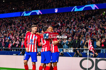 2023-11-07 - Samuel Lino (Atletico Madrid) celebrate his goal with his teammates during the football match of Uefa Champions League between Atletico Madrid vs Celtic played at Civitas Metropolitano stadium on November 07, 2023 in Madrid, Spain - ATLETICO MADRID VS CELTIC - UEFA CHAMPIONS LEAGUE - SOCCER