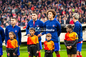 2023-11-07 - Atletico Madrid players (from L to R) Angel Correa, Jose Gimenez, Axel Witsel, Antoine Griezmann before the football match of Uefa Champions League between Atletico Madrid vs Celtic played at Civitas Metropolitano stadium on November 07, 2023 in Madrid, Spain - ATLETICO MADRID VS CELTIC - UEFA CHAMPIONS LEAGUE - SOCCER