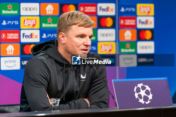 2023-11-07 - Head Coach Eddie Howe of Newcastle United during the press conference following the UEFA Champions League, Group F football match between Borussia Dortmund and Newcastle United on November 7, 2023 at Signal Iduna Park in Dortmund, Germany - FOOTBALL - CHAMPIONS LEAGUE - DORTMUND V NEWCASTLE - UEFA CHAMPIONS LEAGUE - SOCCER