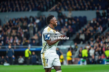 2023-11-08 - Vinicius Junior (Real Madrid) celebrate his goal during the football match of Uefa Champions League between Real Madrid vs Braga played at Bernabeu stadium on November 08, 2023 in Madrid, Spain - REAL MADRID VS BRAGA - UEFA CHAMPIONS LEAGUE - SOCCER