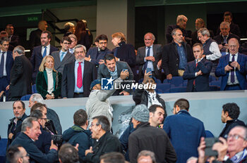 2023-11-08 - Luis Figo, former player of Real Madrid, is seeing in the main box before the football match of Uefa Champions League between Real Madrid vs Braga played at Bernabeu stadium on November 08, 2023 in Madrid, Spain - REAL MADRID VS BRAGA - UEFA CHAMPIONS LEAGUE - SOCCER