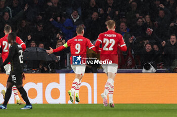 2023-11-08 - Luuk de Jong of PSV celebrates after scoring the first goal during the UEFA Champions League, Group B football match between PSV and RC Lens on November 8, 2023 at Philips Stadion in Eindhoven, Netherlands - FOOTBALL - CHAMPIONS LEAGUE - PSV V LENS - UEFA CHAMPIONS LEAGUE - SOCCER