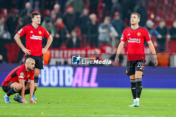 2023-11-08 - Manchester United players look dejected at full time during the UEFA Champions League, Group A football match between FC Copenhagen and Manchester United on 8 November 2023 at Parken Stadium in Copenhagen, Denmark - FOOTBALL - CHAMPIONS LEAGUE - COPENHAGEN V MANCHESTER UNITED - UEFA CHAMPIONS LEAGUE - SOCCER