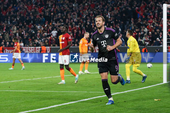 2023-11-08 - Bayern Munich forward Harry Kane (9) celebrates a goal 2-0 during the UEFA Champions League, Group A football match between Bayern Munich and Galatasaray on 8 November 2023 at Allianz Arena in Munich, Germany - FOOTBALL - CHAMPIONS LEAGUE - BAYERN MUNICH V GALATASARAY - UEFA CHAMPIONS LEAGUE - SOCCER