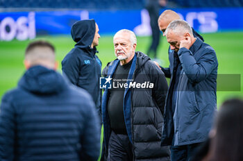 2023-11-28 - Aurelio De Laurentiis, president of Napoli, seen during field recognition a day before the Champions League football match between Real Madrid and Napoli at Bernabeu Stadium in Madrid, Spain. - CHAMPIONS LEAGUE: NAPOLI PRESS CONFERENCE IN MADRID - UEFA CHAMPIONS LEAGUE - SOCCER
