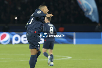 2023-11-28 - Kylian Mbappe of PSG celebrates his goal during the UEFA Champions League, Group F football match between Paris Saint-Germain and Newcastle United on November 28, 2023 at Parc des Princes stadium in Paris, France - FOOTBALL - CHAMPIONS LEAGUE - PARIS SG V NEWCASTLE - UEFA CHAMPIONS LEAGUE - SOCCER