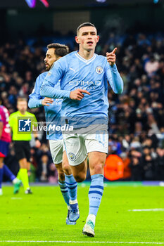 2023-11-28 - Phil Foden of Manchester City celebrates his goal 2-2 during the UEFA Champions League, Group G football match between Manchester City and RB Leipzig on 28 November 2023 at Etihad Stadium in Manchester, England - FOOTBALL - CHAMPIONS LEAGUE - MANCHESTER CITY V RB LEIPZIG - UEFA CHAMPIONS LEAGUE - SOCCER