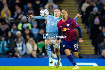 2023-11-28 - RB Leipzig midfielder Xavi Simons (20) battles for possession with Manchester City midfielder Phil Foden (47) during the UEFA Champions League, Group G football match between Manchester City and RB Leipzig on 28 November 2023 at Etihad Stadium in Manchester, England - FOOTBALL - CHAMPIONS LEAGUE - MANCHESTER CITY V RB LEIPZIG - UEFA CHAMPIONS LEAGUE - SOCCER