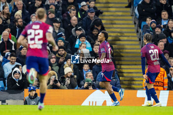2023-11-28 - RB Leipzig forward Lois Openda (17) celebrates his goal 0-1 during the UEFA Champions League, Group G football match between Manchester City and RB Leipzig on 28 November 2023 at Etihad Stadium in Manchester, England - FOOTBALL - CHAMPIONS LEAGUE - MANCHESTER CITY V RB LEIPZIG - UEFA CHAMPIONS LEAGUE - SOCCER