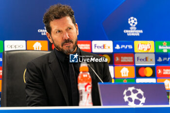 2023-11-28 - Coach Diego Simeone of Atletico Madrid at press conference after the UEFA Champions League, Group E football match between Feyenoord and Atletico Madrid on November 28, 2023 at Stadion Feijenoord "De Kuip" in Rotterdam, Netherlands - FOOTBALL - CHAMPIONS LEAGUE - FEYENOORD V ATLETICO MADRID - UEFA CHAMPIONS LEAGUE - SOCCER